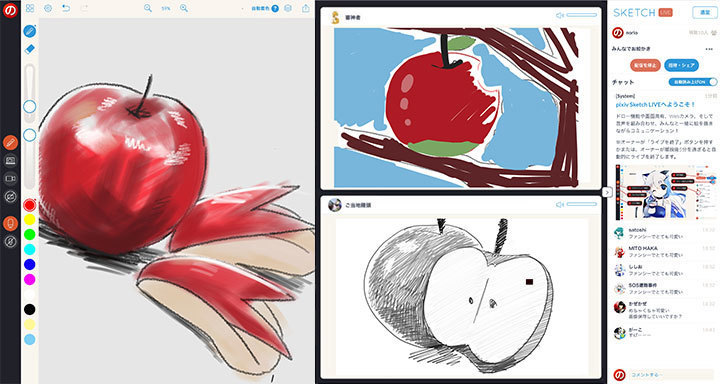 Pixivsketch ブラウザ版 Pixiv Sketchに 多人数でリアルタイムにお絵かきを楽しめるライブ配信機能 Pawoo