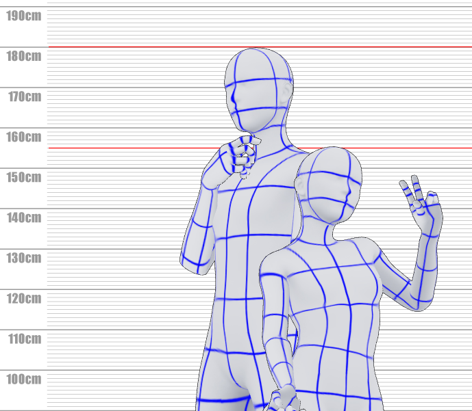 つくもれいじ 漫画描いててふと身長差比率可笑しく感じる部分出てきて急きょ3dモデル配置して確認してみたんだけども Pawoo