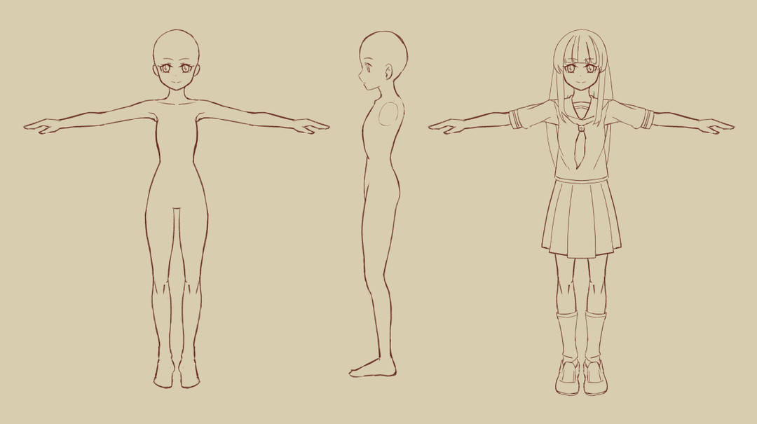 ひげねこ 3dキャラモデリングの準備中 モデリングするキャラクターの正面図と横図を描きました っていうか こ Pawoo